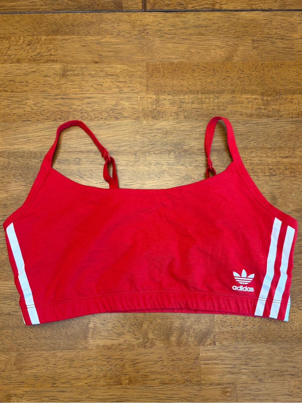 ADIDAS Red 3-Stripes Sports Bra Sz XL Workout Sporty